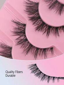 7 对全条自然柔软蓬松睫毛交叉纤细浓密仿貂皮睫毛 - 黑色 - 查看 3