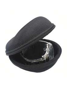 1 pieza Estuche de viaje premium negro, compacto y resistente a los arañazos, protección perfecta para viajeros con sentido del estilo, adecuado para relojes de adolescentes (reloj no incluido) - Estilo aleatorio - Negro - Ver 3