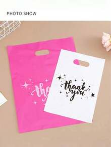 10/50pcs Rose Thank You Gift Bags, Plastic Bags For Small Business, Shopping Bags, Ideal For Festival, Birthday, Party Favors, Wedding Gift Packaging, Suitable For Gifts, Parties, Shops, Boutiques, Etc.