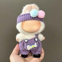 Conjunto de ropa para muñeca de 17 cm, compatible con Labubu, conjunto de ropa adecuado para muñecas de 6.7 pulgadas, accesorios de sombrero y ropa de moda y únicos, adecuado para muñecas de primera/segunda/tercera generación para jugar y exhibir, solo conjunto de ropa (excluye muñecas y zapatos)