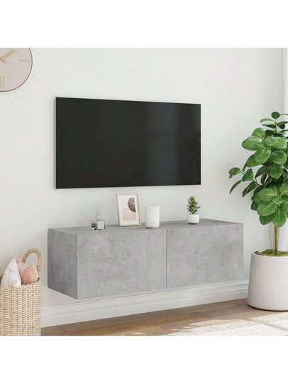 VidaXL TV Wand Unit LED Lighting 100x35x31 Cm Concrete Grijs view 6