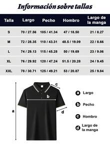 Camisa polo de manga corta a rayas de verano, casual y para commuter, para golf, para hombres, Camiseta polo diaria sencilla de unicolor para hombre,ideal para desplazamientos - Negro - Ver 12