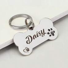 Personalized Dog Tag Engraved Name Phone Number Bone Shaped Pet ID Tag Stainless Steel Paw Print Design Silent Silicone Dog Tags Cat ID Tag Memorial Keepsake - Multicolor - View 14