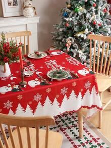 Față de masă cu imprimeu de Crăciun, 1 buc., cu margini în relief, husă decorativă pentru masă, pentru decor de sărbători