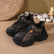 Thick-Sole Chunky Sneakers For Women, Multi-Color Patchwork Design With Layered Silhouette, Soft & Comfortable Platform, Versatile For Casual, School, Commute, Weekend, Travel, Pairs Well With Jeans, Sweatpants, Suitable For Valentine's Day, Halloween, Christmas, Graduation Season