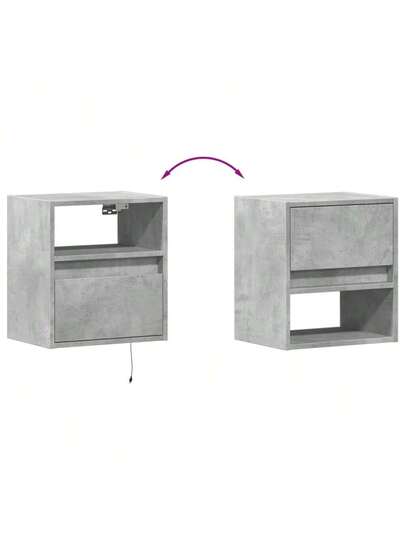 VidaXL TV Wand Units LED Lighting, stuks 41x31x45 Cm, Concrete Grijs view 10