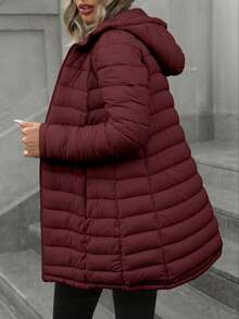 معطف نسائي أنيق متوسط الطول مزود بقلنسوة ذو تصميم مزدوج الجانب - مناسب للارتداء اليومي والتنقل، قطعة مريحة للخريف مزودة بجيوب