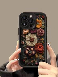 New Textured Thick Anti-Drop Fluffy Floral Painted Phone Case Protective Cover Compatible With IPhone/ Galaxy Smartphones,International Version, Not The Domestic Version - Multicolor - View 4