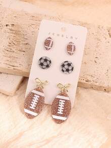 2-6 cercei acrilici cu tematică sportivă - fotbal, rugby, baseball