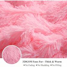Plush Shaggy Duvet Cover Set, Ultra Soft Fluffy Bedding Sets 3 Pieces (1 Fuzzy Comforter Cover + 2 Pillow Cases), Zipper Close (, Pink), Luxury Bedding - 粉色 - 查看 4