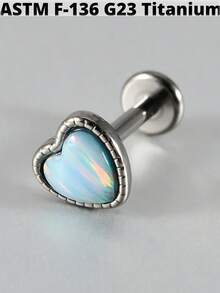 1 件钛金蛋白石心形唇钉唇钉戒指内螺纹心形蛋白石耳软骨耳屏耳轮耳环耳甲穿孔身体饰品 16 克 - 如圖 - 查看 14