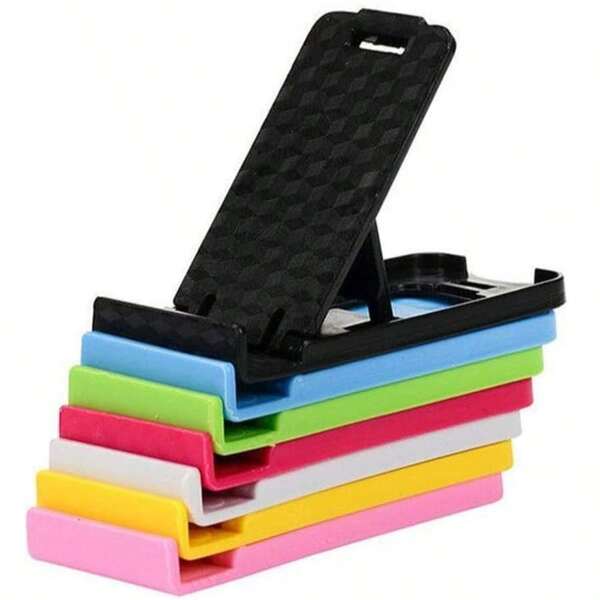 Soporte de teléfono celular de color aleatorio, soporte de escritorio plegable y portátil para teléfono celular, soporte de plástico para teléfono celular para escritorio, soporte de teléfono celular plegable y colorido, soporte de teléfono móvil de viaje