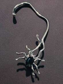 1 Stück neue Punk-Stil Ohrringe, europäisch-amerikanische Mode personalisierte schwarze Acryl Edelstein Spinnen Manschetten Ohrringe