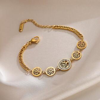 1pc 316L Stainless Steel Tree Of Life Bracelet For Women, Minimalist Elegant Jewelry, Party Gift