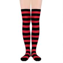 Womens Thigh High Socks Striped High Knee Socks Knee High Socks For Cosplay Long Socks Over The Knee Leg Warmers - Đỏ Đen - Xem 8