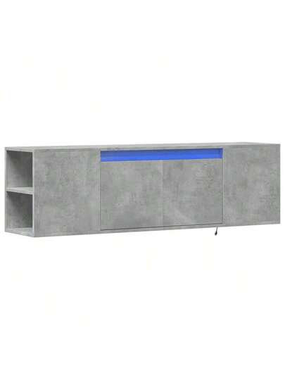 VidaXL TV Wand Unit LED Lighting 135x31x39.5 Cm Concrete Grijs view 3