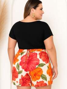 PLUS SIZE BLOUSE PLAIN CASUAL MODERN BASIC CURRENT CONTEMPORARY VISCOLYCRA - Negro - Ver 3