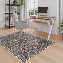 Floral Office Chair Hardwood & Tile Floor, 48x60 Desk Chair Home Office, Under Desk Rug Rolling Chair, Non Slip Computer Chair Mats, Low-Pile Carpet Protector Rug, Office Essential - Dark Red - View 4