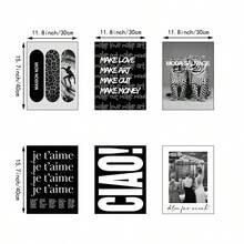 1/6 piezas Cuadros de arte de pared en blanco y negro Impresiones de leopardo y surfista Pinturas en lienzo Pósteres con tipografía audaz Decoración estética Y2K preppy para dormitorio, sala de estar, oficina, habitación de niña, regalo para ella sin marco - Multicolor - Ver 8