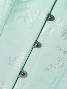 女士提花露背系带吊带塑身衣上衣，奶油黄色，适合新年派对、情人节、节日 - 淺綠色 - 查看 8