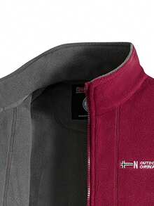 Men's Reversible Fleece Jacket, Warm Thermal Lined, Multi-Pocket Design, Chest And Cuffs With Elegant Embroidered Logo, Wind-Resistant Cuffs, Comfortable To Wear - Red - View 3