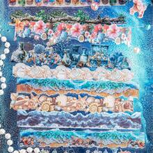 Zestaw 10 naklejek z motywem roślin oceanicznych w stylu vintage, długie paski z różnych materiałów do scrapbookingu, prowadzenia dziennika i majsterkowania - Wielokolorowe - Zobacz 4