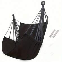 1pc Outdoor Single Hammock Chair, Solid Color Style Hanging Chair, Comes With 2 Ropes For Easy Carrying And Storage