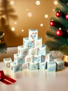 24 Stücke Weihnachts-Adventskalender Boxen 24 Tage Countdown bis Weihnachten Geschenkboxen mit Aquarellblauer Nummer Machen Sie Ihren eigenen Adventskalender Weihnachtsparty Winter Feiertags Dekorationen