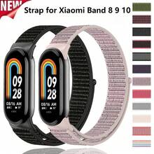 適用於小米 Mi Band 8 9 10 尼龍透氣智慧手錶錶帶替換腕帶，輕量耐用，舒適佩戴，可調節 - 均碼 - 查看 1