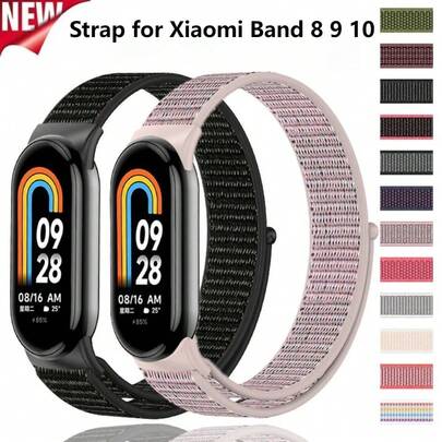 Tương thích với Mi Band 8 9 10 Dây đeo đồng hồ thông minh bằng nylon thoáng khí Dây đeo cổ tay thay thế nhẹ bền cho cảm giác đeo thoải mái cả ngày Có thể điều chỉnh vừa vặn cho nam nữ hoạt động thể thao