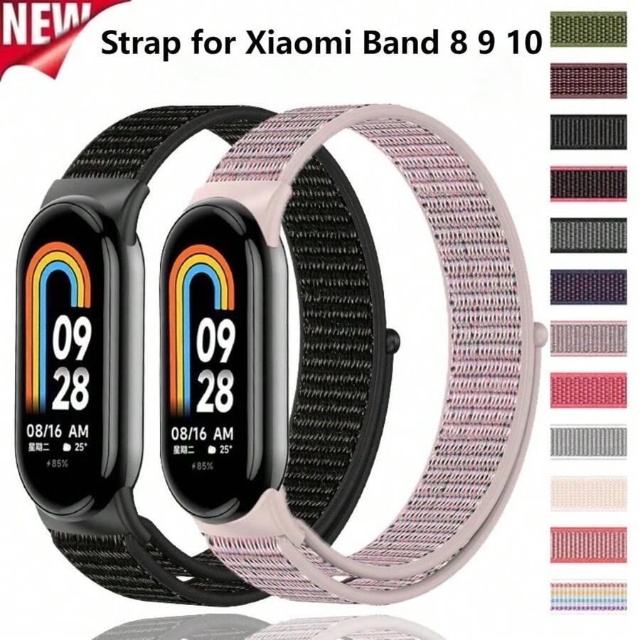 適用於小米 Mi Band 8 9 10 尼龍透氣智慧手錶錶帶替換腕帶,輕量耐用,舒適佩戴,可調節 - 均碼 - 查看 1