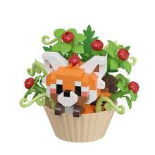 可爱动物甜点积木盆栽，儿童创意积木，益智玩具，适合男孩和女孩的礼物，圣诞礼物