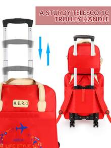 2-Piece Carry-On Luggage Set Wheeled Backpack & Duffel Bag For Travel With 360° Spinner Wheels, Airline Approved - Đỏ - Xem 3