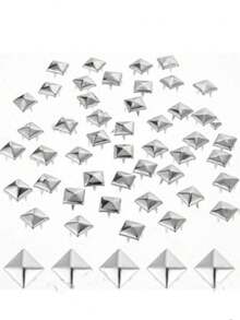 100 Pcs Square Pyramid Rivet Clothing, 10 Mm Four Claw Earring, Punk Rock Spike Polka Dot, Su For Bags, Shoes, Leather Craft (Silver)