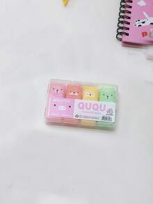 6pcs Colors/Set Cute Mini Bear Style Fluorescent Pen Macaron Color Oblique Tip Marker School Office Stationery Back To School