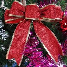 Christmas Ribbon Bowknot Sequin Decoration Xmas Tree Pendant Suitable For Guest Houses Stores Home Decor Christmas Decorations Room Decor Winter