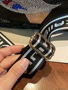 男女通用黑色水晶双肩包，复古图案设计，字母吊坠，奢华大容量双肩包，舒适肩带，可装笔记本电脑，支持手提、双肩背、单肩背、斜挎，适合女士手提包、男士双肩包、情侣双肩包、学生双肩包 - 黑色 - 查看 10