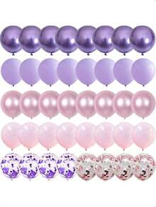 61/30 Bóng bay/Màu hồng pastel và tím, Bóng bay kim tuyến màu hồng nhạt 10/12 inch với bộ bóng bay cao su màu tử đinh hương ánh kim dành cho bé gái, phụ nữ, trang trí tiệc sinh nhật, tiệc cô dâu, tiệc cưới - Nhiều màu - Xem 8