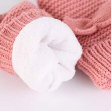 Baby Bow Beanie Fall Winter Toddler Knit Hat Scarf Glove Set Pompom Beanie Hat Fleece Neck Warmer