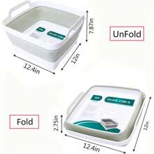 New Collapsible Dish Basin  Ain Plug And Carry Handl- 9L Capacity, Portable Sink Tub For Camping And RV - Light Green - View 4