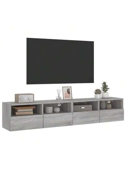 vidaXL TV Wall Units 2 Pcs 80x30x30 Cm Processed Wood Gray Sonoma Oak view 5