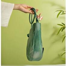 1Pc Lotus Pattern CrossBody Fashion Bag  –Chinese Style Women's Shoulder Bag, Exquisite Green & Pink Lotus Dragonfly Pattern, Lightweight Zipper Closure Bag For Travel, Vacation & Birthday Gifting - 1個 - 查看 12
