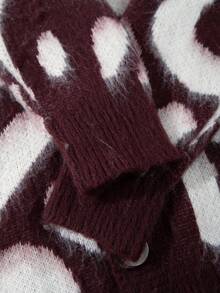 Men's Casual Loose Retro Street Style Colorblock Soft Fuzzy V-Neck Button-Up Cardigan Sweater, Autumn/Winter