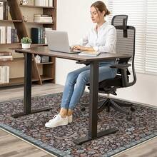 Floral Office Chair Hardwood & Tile Floor, 48x60 Desk Chair Home Office, Under Desk Rug Rolling Chair, Non Slip Computer Chair Mats, Low-Pile Carpet Protector Rug, Office Essential - Dark Red - View 2