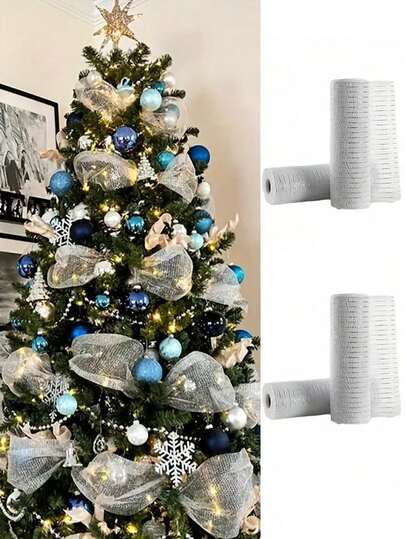 10 yardas de cinta de malla decorativa navideña, cinta para hacer lazos, coronas, guirnaldas y decoraciones navideñas DIY para árbol de Navidad, regalos, fiestas y decoración del hogar para Navidad y Año Nuevo 2026
