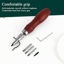 1set 7 In 1 Multifunctional Leather Grooving Tool Adjustable Pro Stitching Groover Creasing Edge Beveler Leathercraft Sets For Handmade Tools