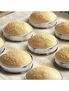 2 piezas Molde de acero inoxidable con forma de doble cuerno para hornear pasteles, galletas, huevos, hamburguesas - Plateado - Ver 5