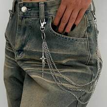 Salircon Punk Multilayer Metal Star Pendant Pant Chain Hip Hop Waist Keychain Jeans Chain Women  Jewelry Accessories Gifts - Kiểu 1 - Xem 3