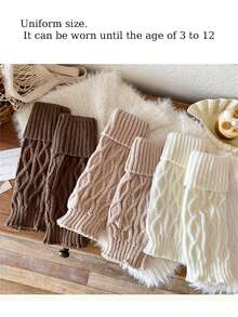 1 Pair Kids Leg Warmers For Girls, Autumn/Winter Thick Knitted Cuff Knee High Leg Warmers, Suitable For Daily Wear, School, Cute & Sweet Style, Fits Ages 3-12 - Multicolor - View 3