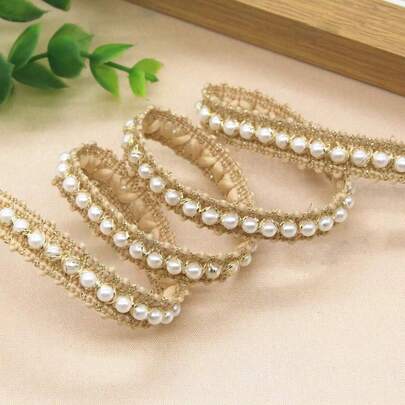 1yard Gold And Silver Pearl Lace Beaded Ribbon DIY Garment Handmade Accessories